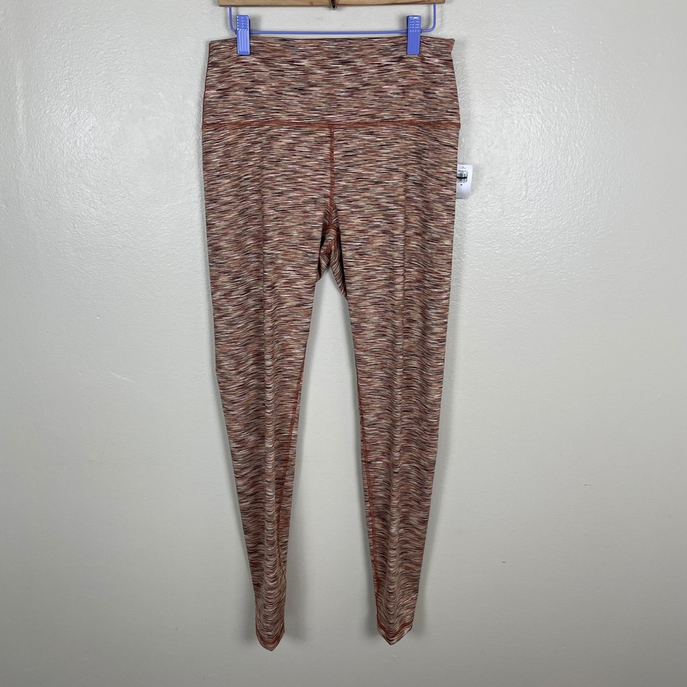 Old Navy Women's M Leggings Orange Space Dye High Rise Go-Dry Full-Length Active